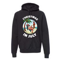 Funny Christmas In July Summer Santa On Beach Xmas Premium Hoodie