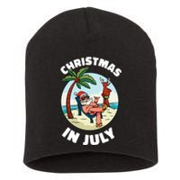 Funny Christmas In July Summer Santa On Beach Xmas Short Acrylic Beanie