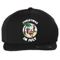 Funny Christmas In July Summer Santa On Beach Xmas Wool Snapback Cap