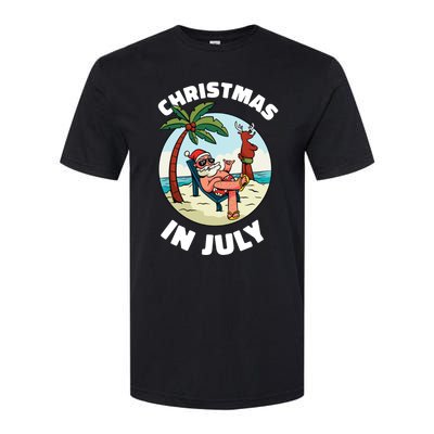 Funny Christmas In July Summer Santa On Beach Xmas Softstyle CVC T-Shirt