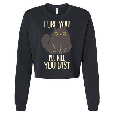 Funny Cat I Like You I'll Kill You Last Cropped Pullover Crew