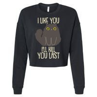 Funny Cat I Like You I'll Kill You Last Cropped Pullover Crew