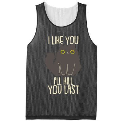 Funny Cat I Like You I'll Kill You Last Mesh Reversible Basketball Jersey Tank