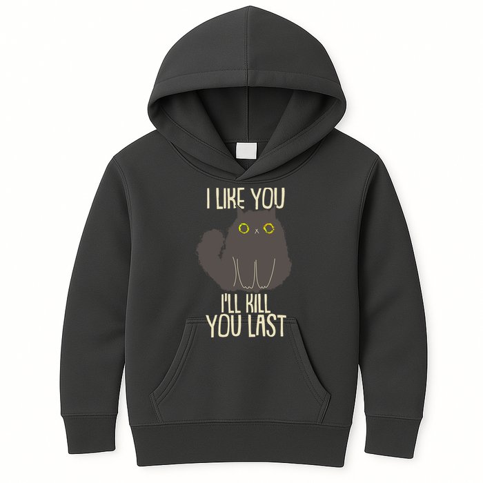 Funny Cat I Like You I'll Kill You Last Kids Hoodie