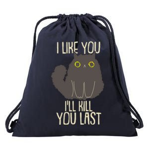 Funny Cat I Like You I'll Kill You Last Drawstring Bag