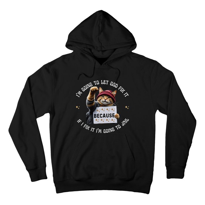 Funny Cat IM Going To Let God Fix It Because If I Fix It Hoodie