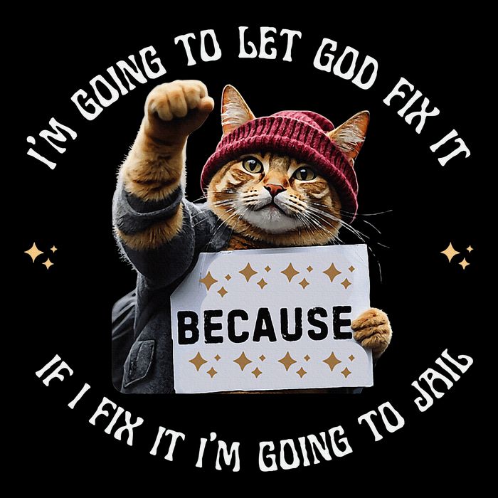Funny Cat IM Going To Let God Fix It Because If I Fix It Drawstring Bag