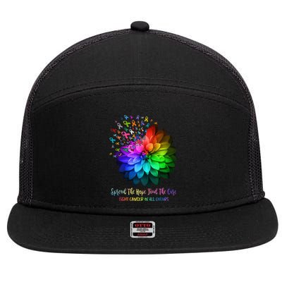 Fight Cancer In All Color Spread The Hope Find a Cure 7 Panel Mesh Trucker Snapback Hat