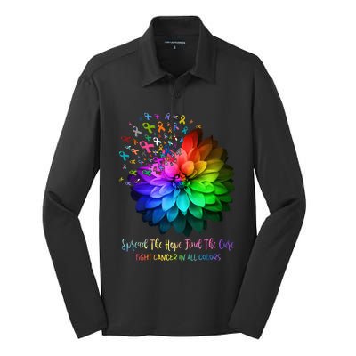 Fight Cancer In All Color Spread The Hope Find a Cure Silk Touch Performance Long Sleeve Polo