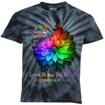 Fight Cancer In All Color Spread The Hope Find a Cure Kids Tie-Dye T-Shirt