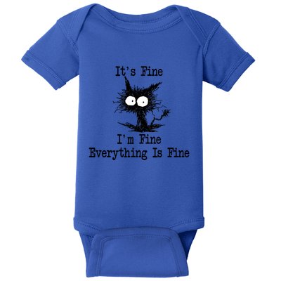 Funny Cat ItS Fine IM Fine Everything Is Fine Great Gift Baby Bodysuit