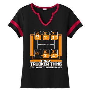 Funny Cool It's A Trucker Thing You Won't Understand 18 Speed Shift Ladies Halftime Notch Neck Tee