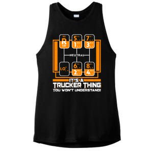 Funny Cool It's A Trucker Thing You Won't Understand 18 Speed Shift Ladies PosiCharge Tri-Blend Wicking Tank