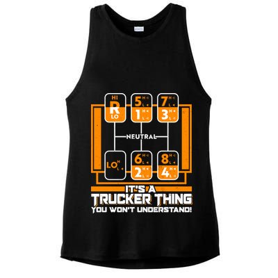 Funny Cool It's A Trucker Thing You Won't Understand 18 Speed Shift Ladies PosiCharge Tri-Blend Wicking Tank