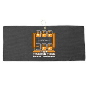 Funny Cool It's A Trucker Thing You Won't Understand 18 Speed Shift Large Microfiber Waffle Golf Towel