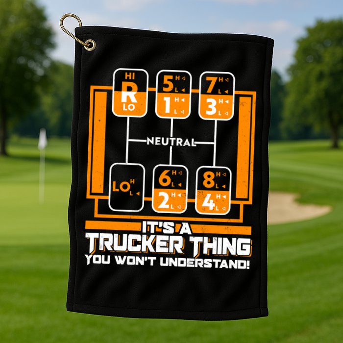 Funny Cool It's A Trucker Thing You Won't Understand 18 Speed Shift Golf Towel