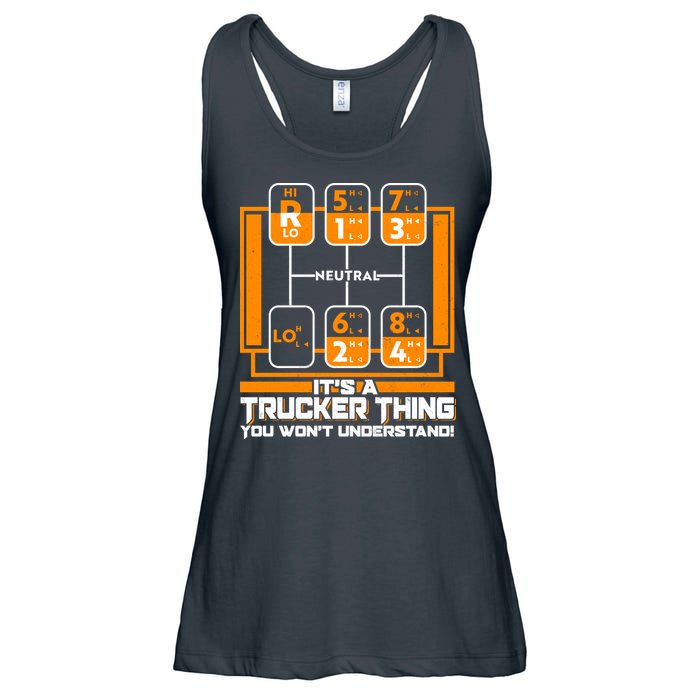 Funny Cool It's A Trucker Thing You Won't Understand 18 Speed Shift Ladies Essential Flowy Tank