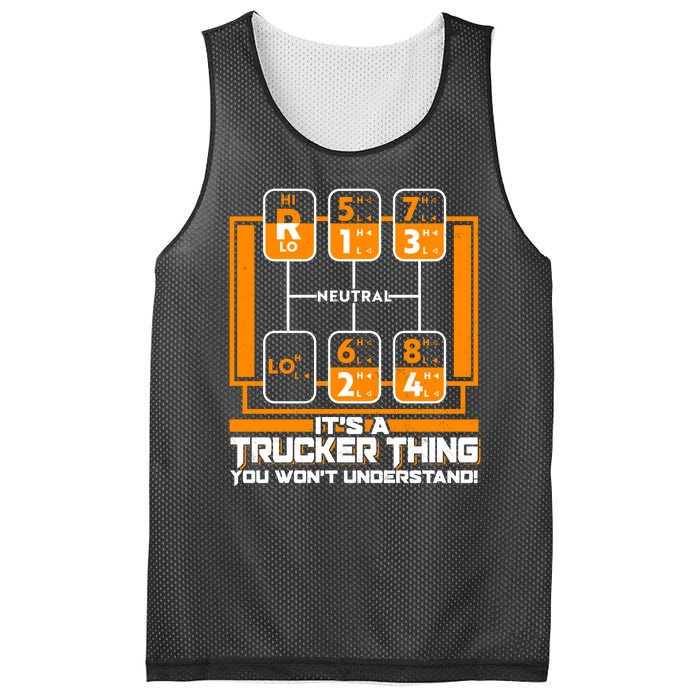 Funny Cool It's A Trucker Thing You Won't Understand 18 Speed Shift Mesh Reversible Basketball Jersey Tank