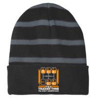 Funny Cool It's A Trucker Thing You Won't Understand 18 Speed Shift Striped Beanie with Solid Band