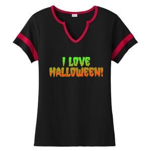 Funny Creepy I Love Halloween Ladies Halftime Notch Neck Tee