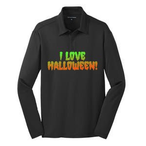 Funny Creepy I Love Halloween Silk Touch Performance Long Sleeve Polo