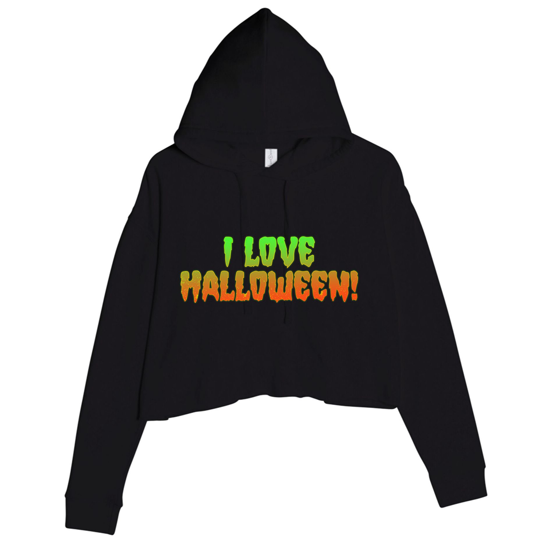Funny Creepy I Love Halloween Crop Fleece Hoodie