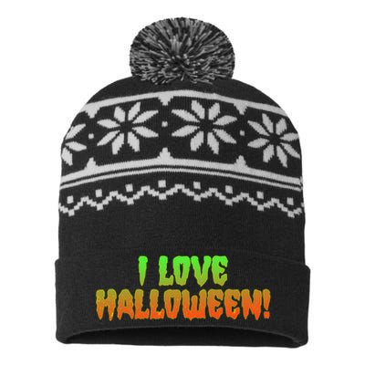 Funny Creepy I Love Halloween USA-Made Snowflake Beanie