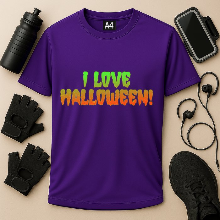 Funny Creepy I Love Halloween Cooling Performance Crew T-Shirt