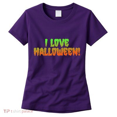 Funny Creepy I Love Halloween Womens T-Shirt