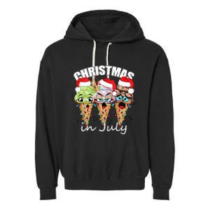 Funny Christmas in July Summer Icecream Garment-Dyed Fleece Hoodie