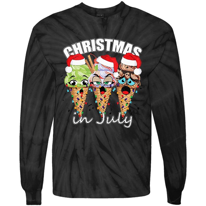 Funny Christmas in July Summer Icecream Tie-Dye Long Sleeve Shirt