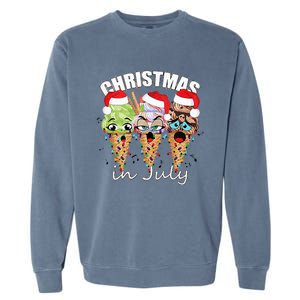 Funny Christmas in July Summer Icecream Garment-Dyed Sweatshirt