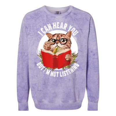 Funny Cat I Can Hear You But Im Listening Colorblast Crewneck Sweatshirt