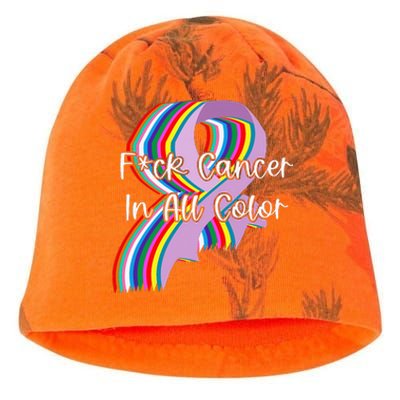 Fight Cancer In All Color Fight Cancer Feather Ribbons Kati - Camo Knit Beanie