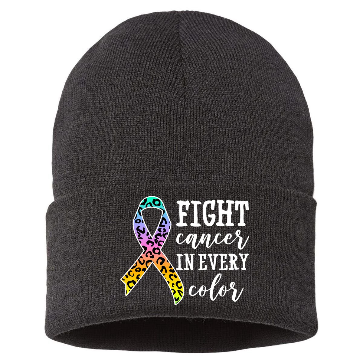 Fight Cancer In Every Color Ribbon Sustainable Knit Beanie