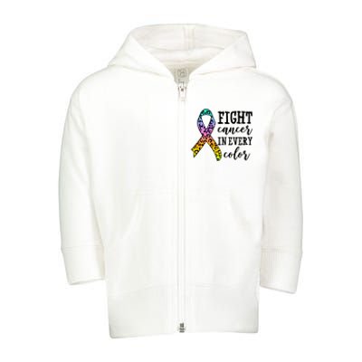 Fight Cancer In Every Color Ribbon Toddler Zip Fleece Hoodie