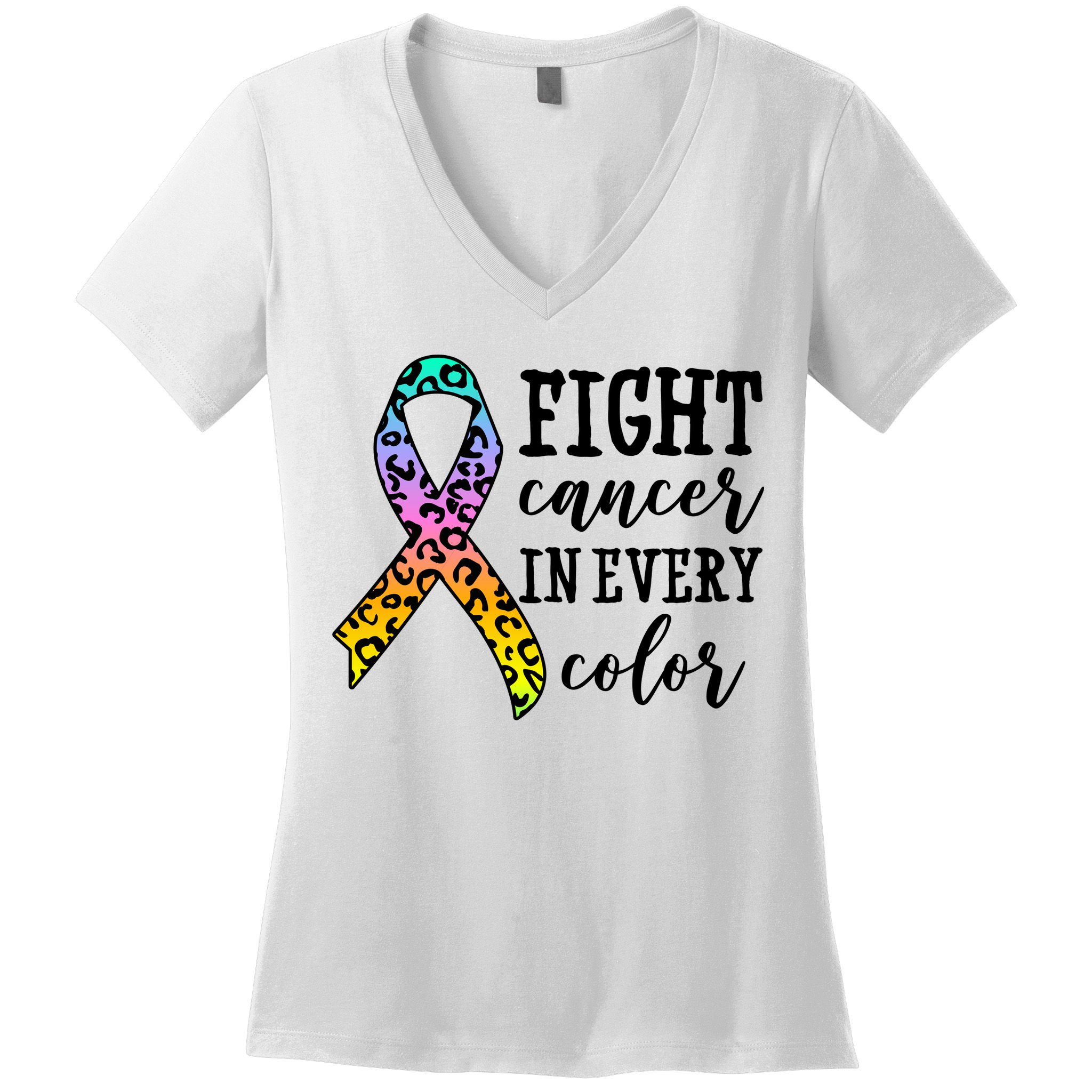Fight Cancer In Every Color Ribbon Women's V-Neck T-Shirt