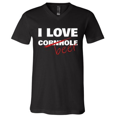 Funny Cornhole I Love Cornhole Beer Cornhole V-Neck T-Shirt