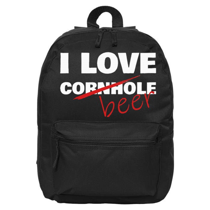 Funny Cornhole I Love Cornhole Beer Cornhole 16 in Basic Backpack