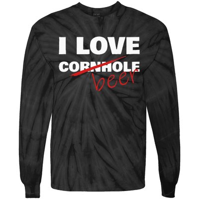 Funny Cornhole I Love Cornhole Beer Cornhole Tie-Dye Long Sleeve Shirt