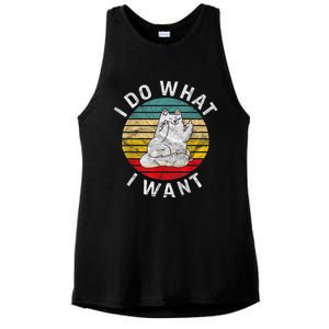 Funny Cat I Do What I Want Middle Finger Kitty Flip He Bird Ladies PosiCharge Tri-Blend Wicking Tank