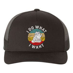 Funny Cat I Do What I Want Middle Finger Kitty Flip He Bird Yupoong Adult 5-Panel Trucker Hat