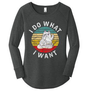 Funny Cat I Do What I Want Middle Finger Kitty Flip He Bird Women's Perfect Tri Tunic Long Sleeve Shirt