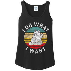 Funny Cat I Do What I Want Middle Finger Kitty Flip He Bird Ladies Essential Tank