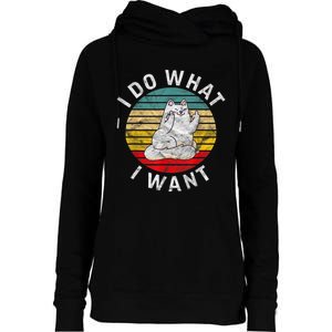 Funny Cat I Do What I Want Middle Finger Kitty Flip He Bird Womens Funnel Neck Pullover Hood