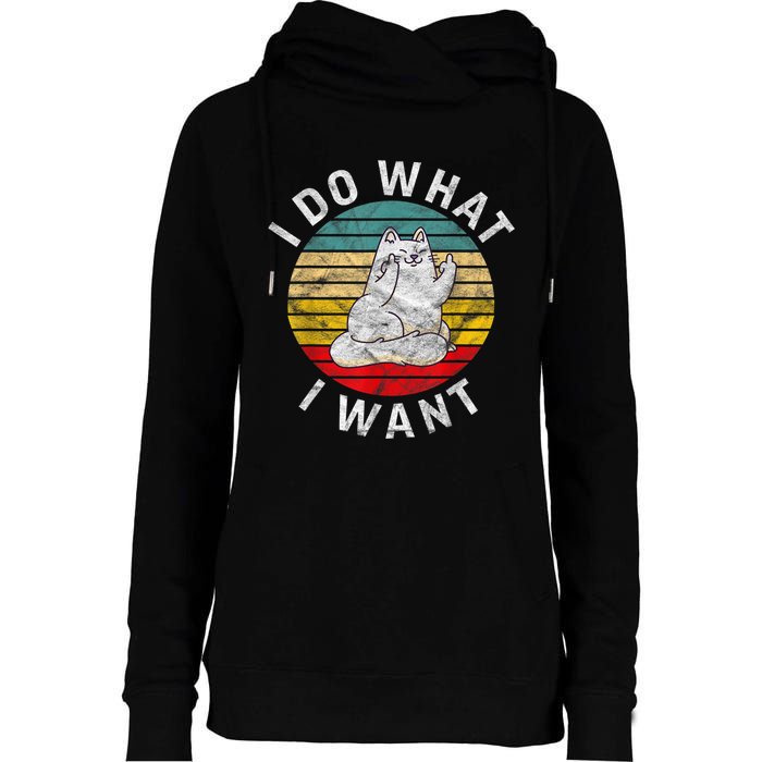 Funny Cat I Do What I Want Middle Finger Kitty Flip He Bird Womens Funnel Neck Pullover Hood