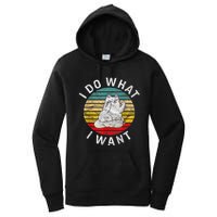 Funny Cat I Do What I Want Middle Finger Kitty Flip He Bird Women's Pullover Hoodie