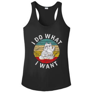 Funny Cat I Do What I Want Middle Finger Kitty Flip He Bird Ladies PosiCharge Competitor Racerback Tank