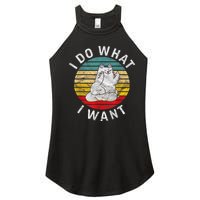 Funny Cat I Do What I Want Middle Finger Kitty Flip He Bird Women's Perfect Tri Rocker Tank