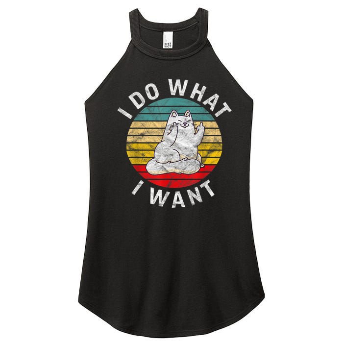 Funny Cat I Do What I Want Middle Finger Kitty Flip He Bird Women's Perfect Tri Rocker Tank